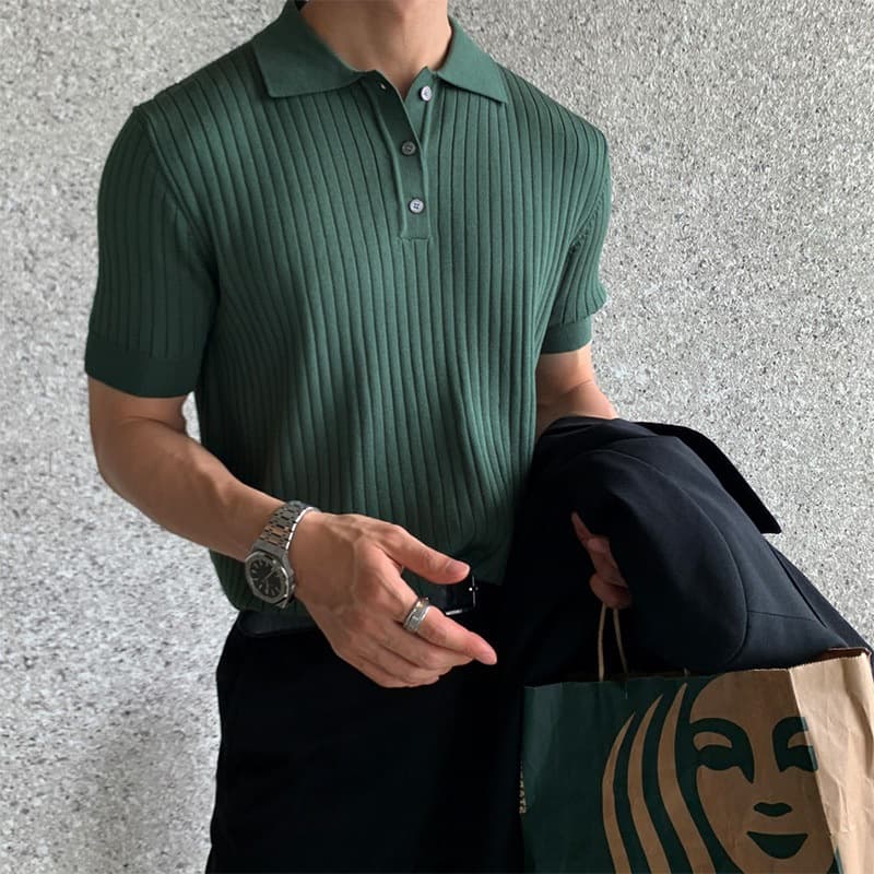 Men's Fashion Lapel Polo Shirt Short Sleeved Men's Trendy Brand Loose Casual Summer Thin Solid Color T-Shirt Bottoming Shirt POLO