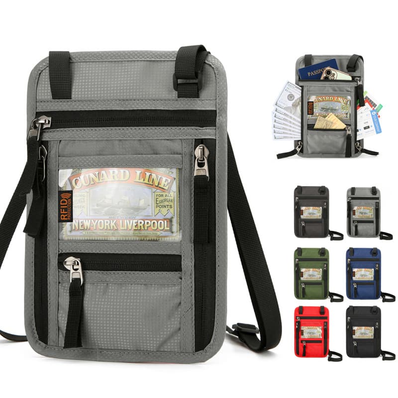 New Travel Passport Bag Neck Hanging Multifunctional ID Bag Splash Proof Passport Holder RFID ID Bag