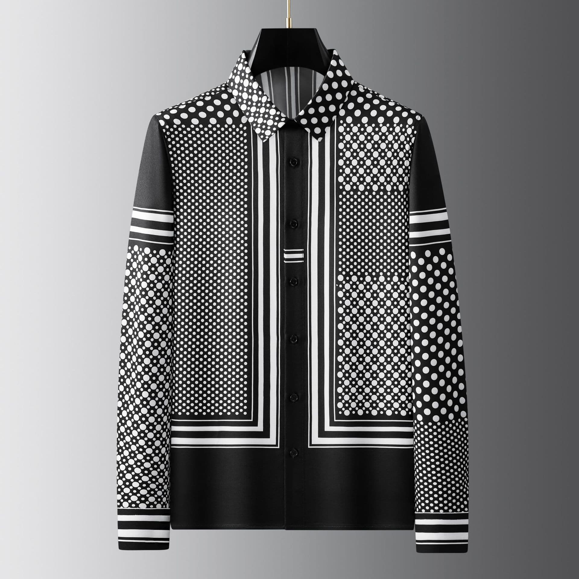Men's Clothing Digital Printing Long Sleeved Shirt Autumn Free Ironing Anti Wrinkle Shirt