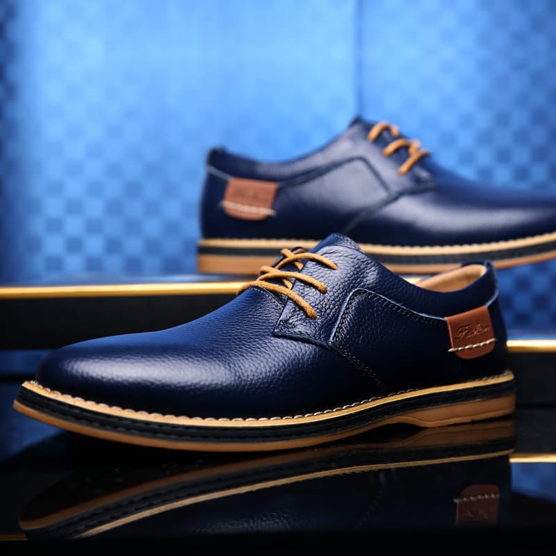Men's Classic Oxford Leather Shoes – Business Casual & Formal Dress Shoes – Slip-Resistant Comfortable Sole – Blue & Black Options​