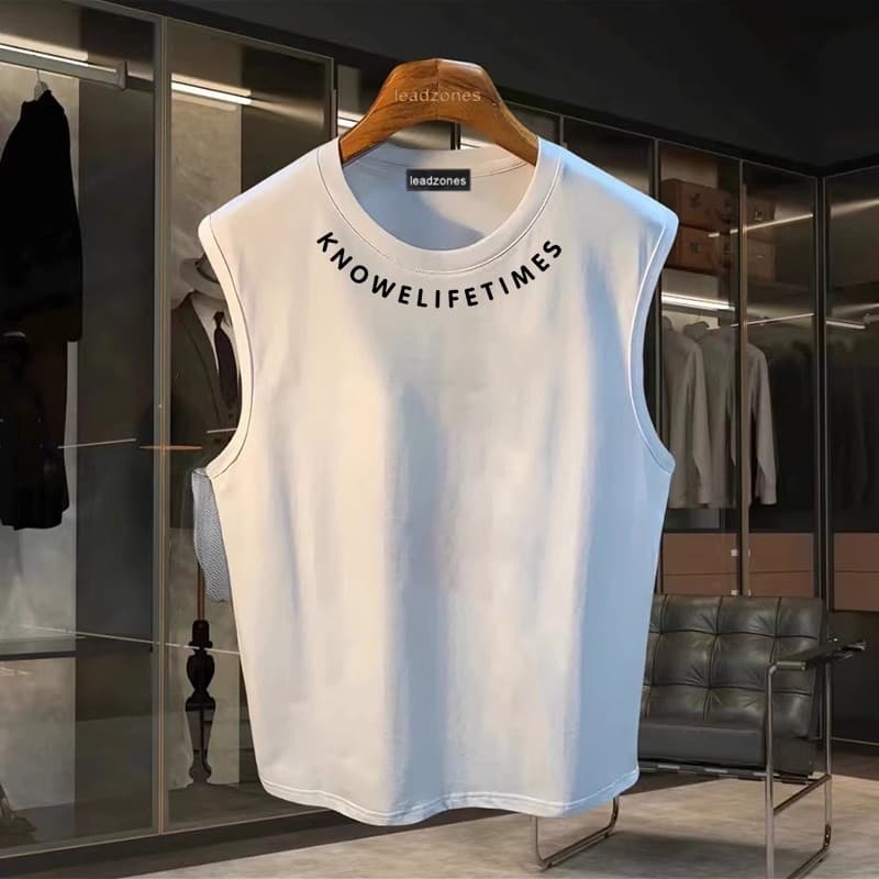 Men's Clothing Sports Vest Summer Loose Outer Wear Sleeveless T Shirt Trend Boys Casual Wide Shoulder Waistcoat Top