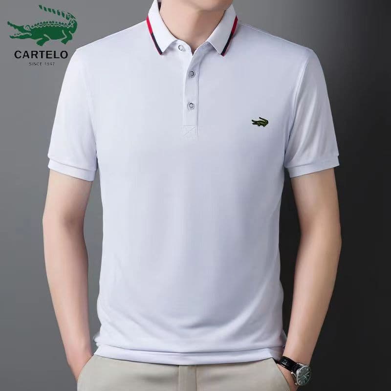 Polos homme en coton brodé, collection printemps-été, décontractés et respirants, à revers.