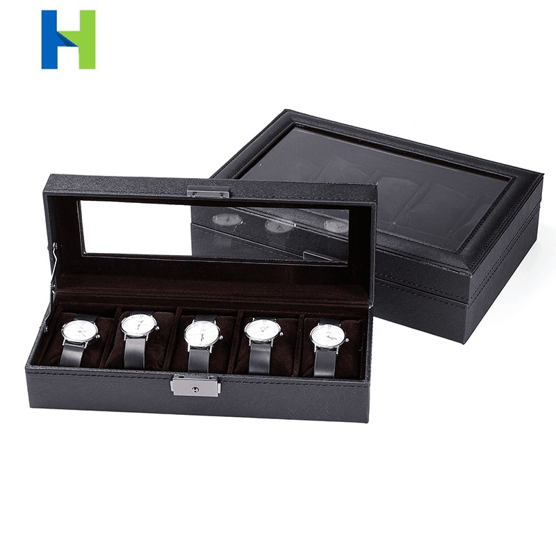 watch box 5-bit premium PU leather plush lock 10-bit watch box