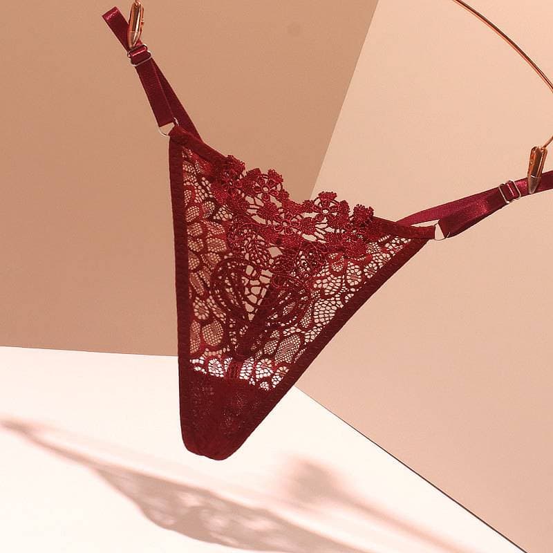 Sexy Lace Thong, Seductive And Sexy Large Size T-pants One-piece See-through Low-waisted Thin-strap Women's Underwear