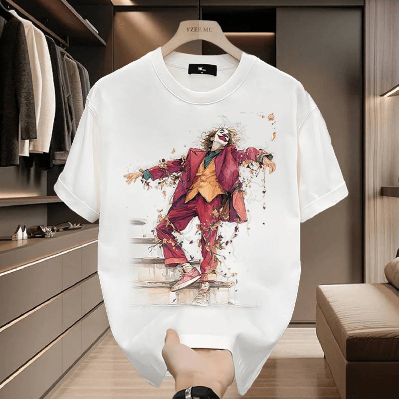 Summer 2024 New High-quality Clown Figure Round-necked Head Short-sleeved T-shirt