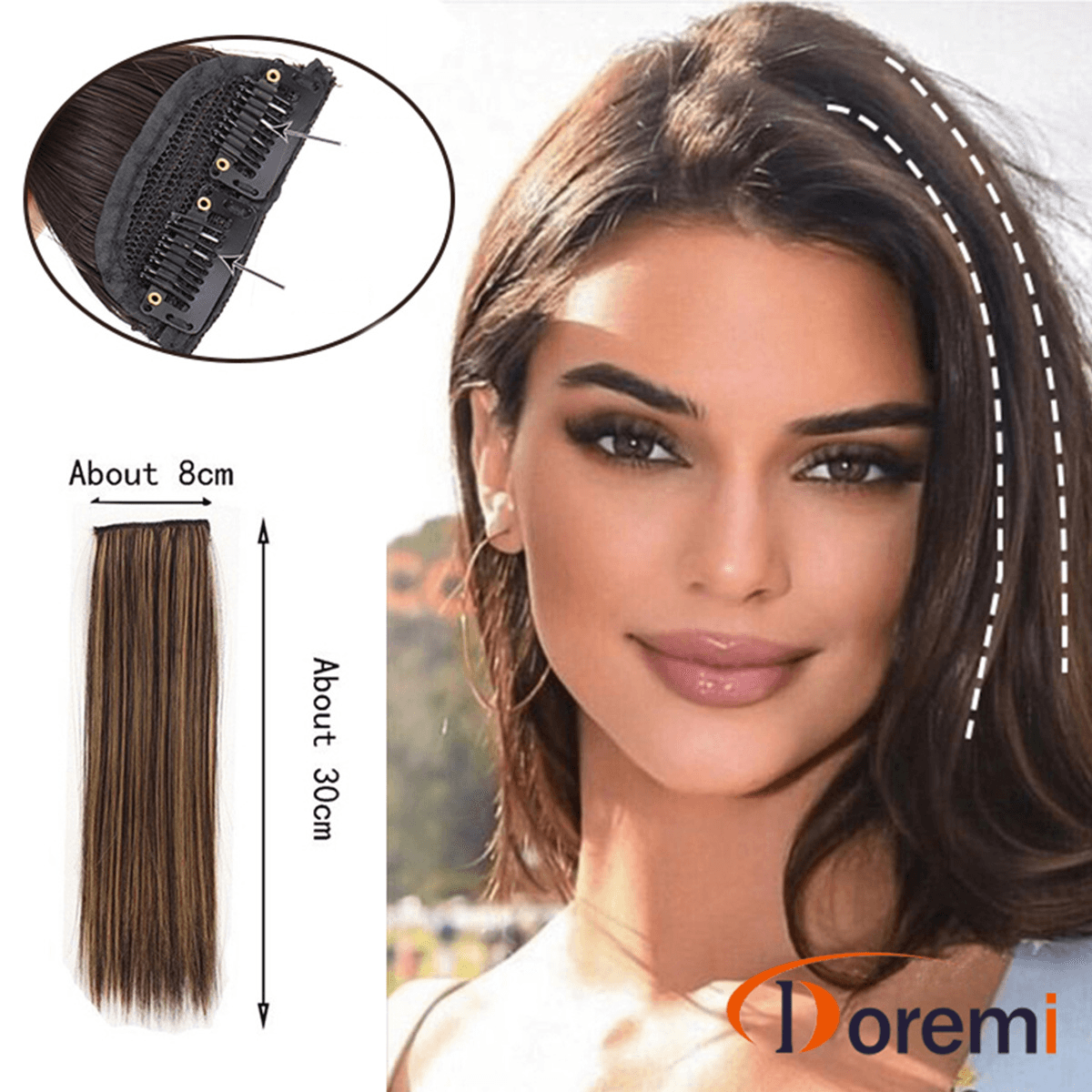 wigs one piece two card straight hair replacement piece 30cm high temperature silk chemical fiber hair