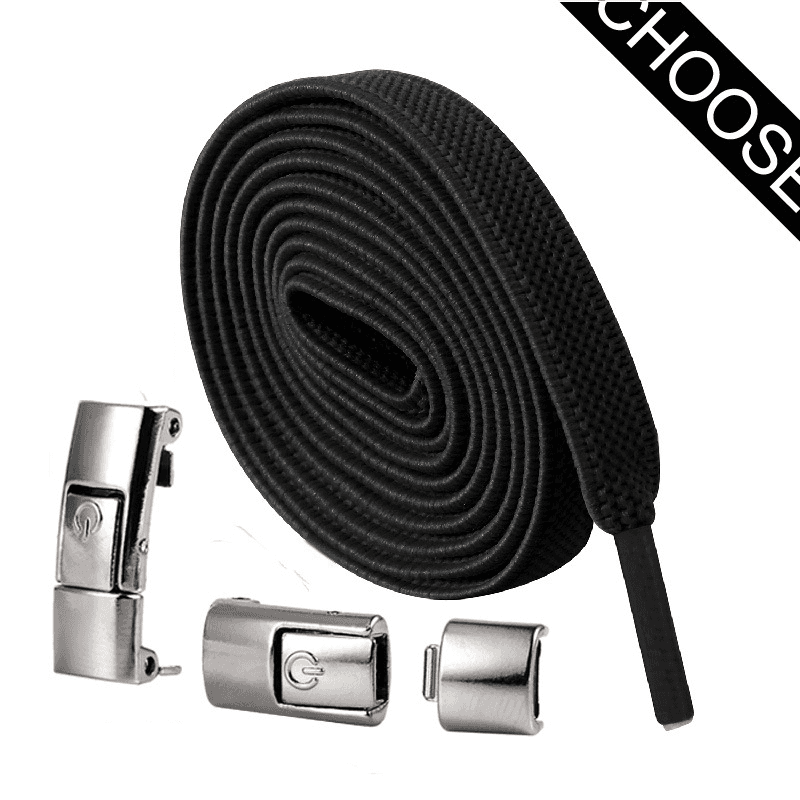 Lazy Shoelaces Free Switch Fixed Buckle Men And Women Free Tie Elastic Elastic Black And White Widened Rope