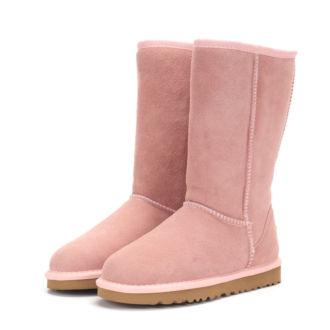 Bottes de neige montantes classiques automne/hiver en cuir véritable à tige droite pour femmes et hommes