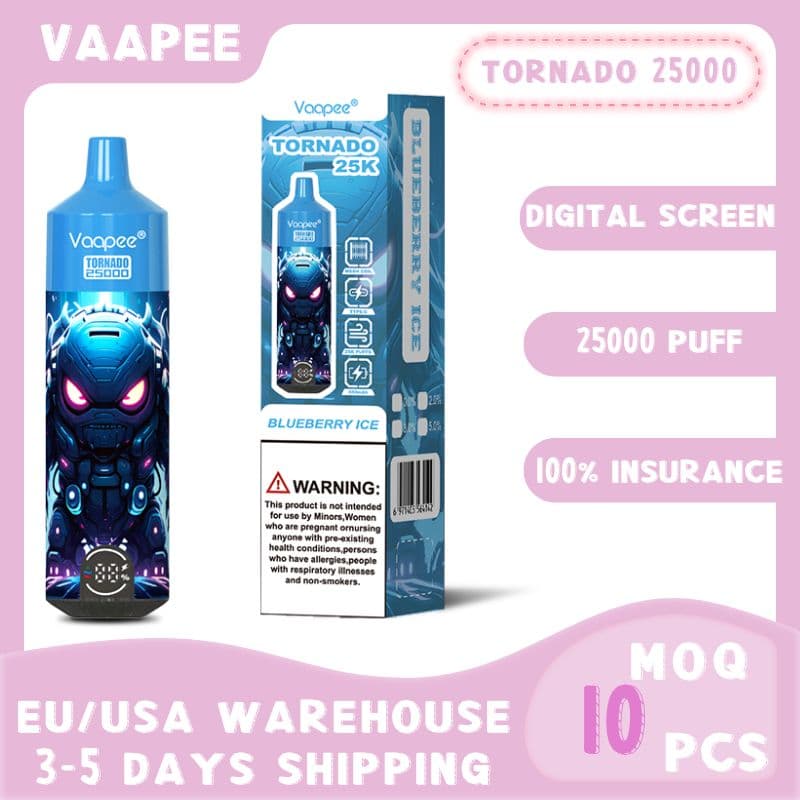 Vente en gros 2025 Pod vide entrepôt EU Pod Vape jetable Vaapee Tornado 15K/20K/30K Puff Bar Vape avec e-vape rechargeable