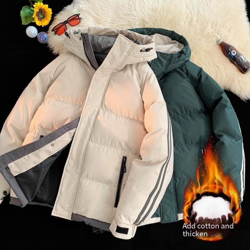Men's Cotton Coat Young Men's Warm Cotton Coat Men's Autumn And Winter Hong Kong Style Trend Korean Version Loose Thickened Tops Men's Clothing