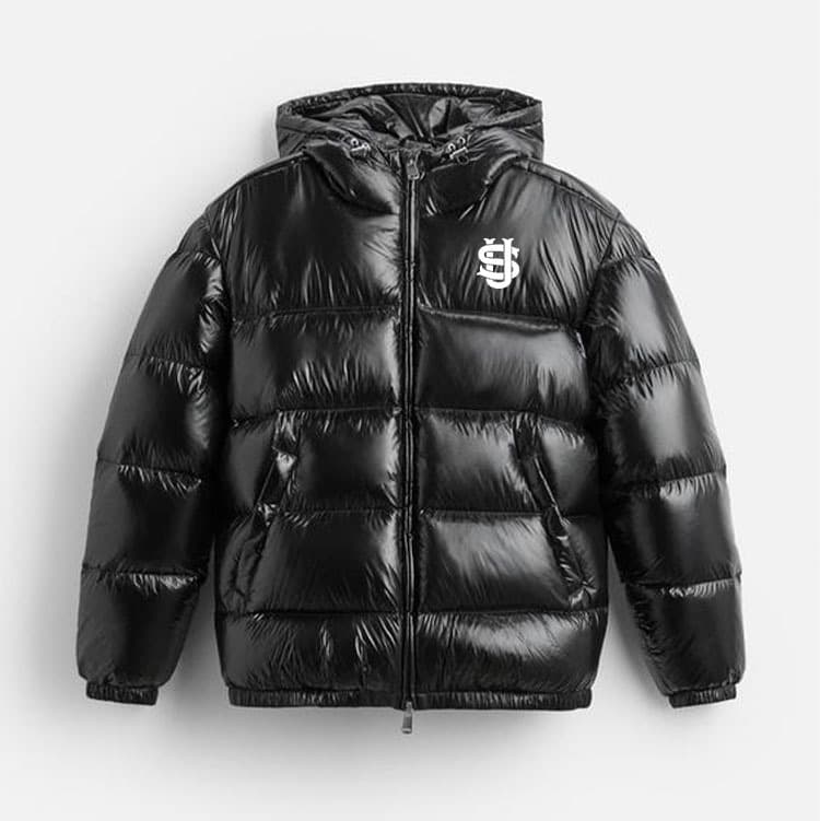 Gothic Punk Streetwear Unisex Hooded Jacket - Oversized Cotton Coat With High Street Style For Winter, Black & White