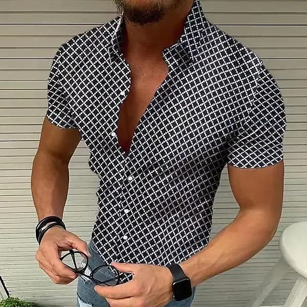 Man's clothing Men's short-sleeved shirt polka dot print top