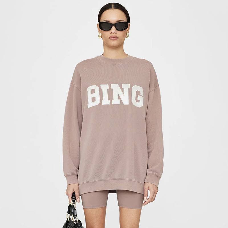 24SS Anine Bing AB Streetwear Sweatshirt Letter Printed Women Sweater Pullover Jumper Hoodie