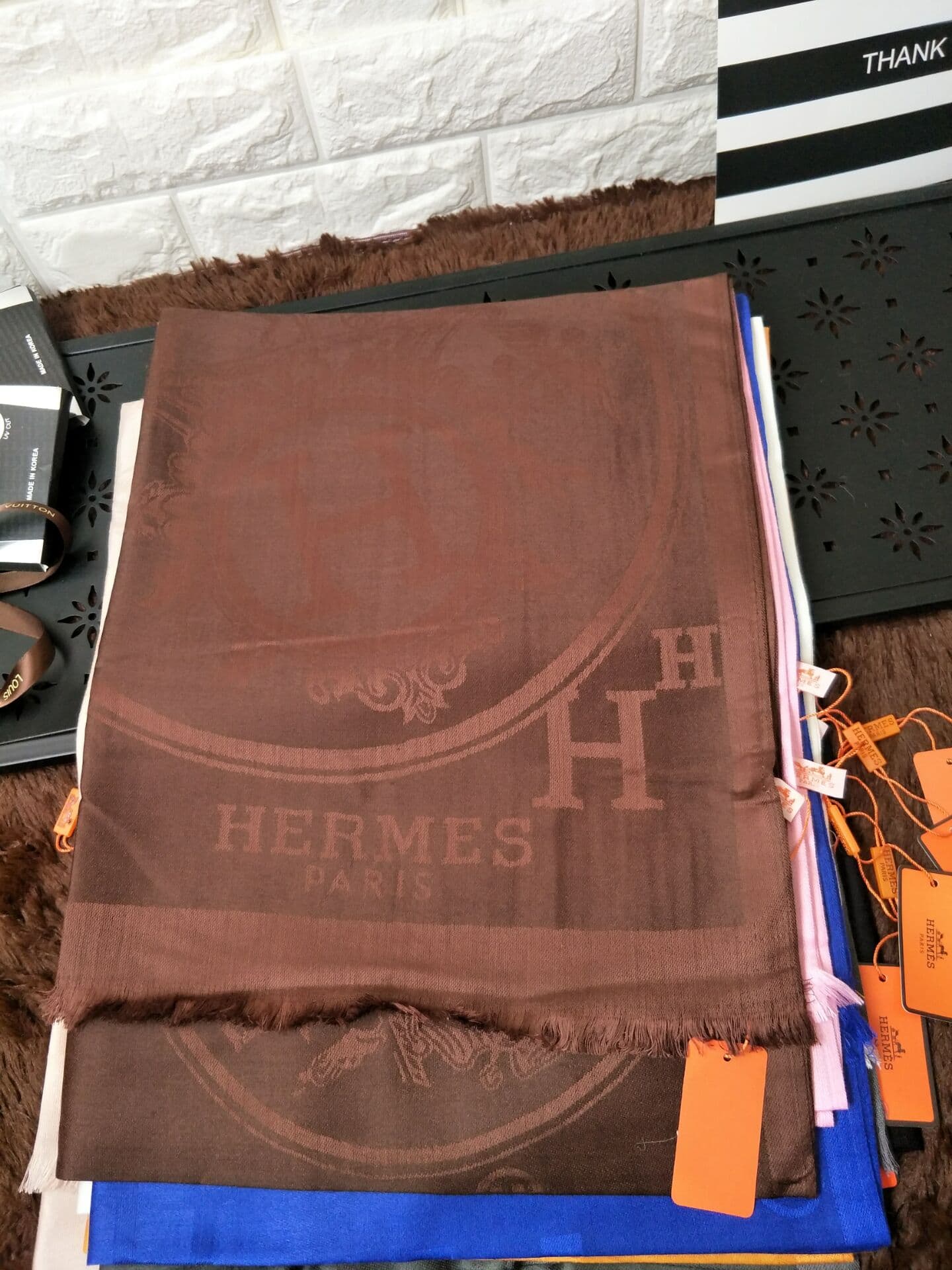HERMES1 Hiver Men Écharpe En Cachemire Treillis Automne Et Hiver Épais Mode Chaud Sauvage Écharpe Châle