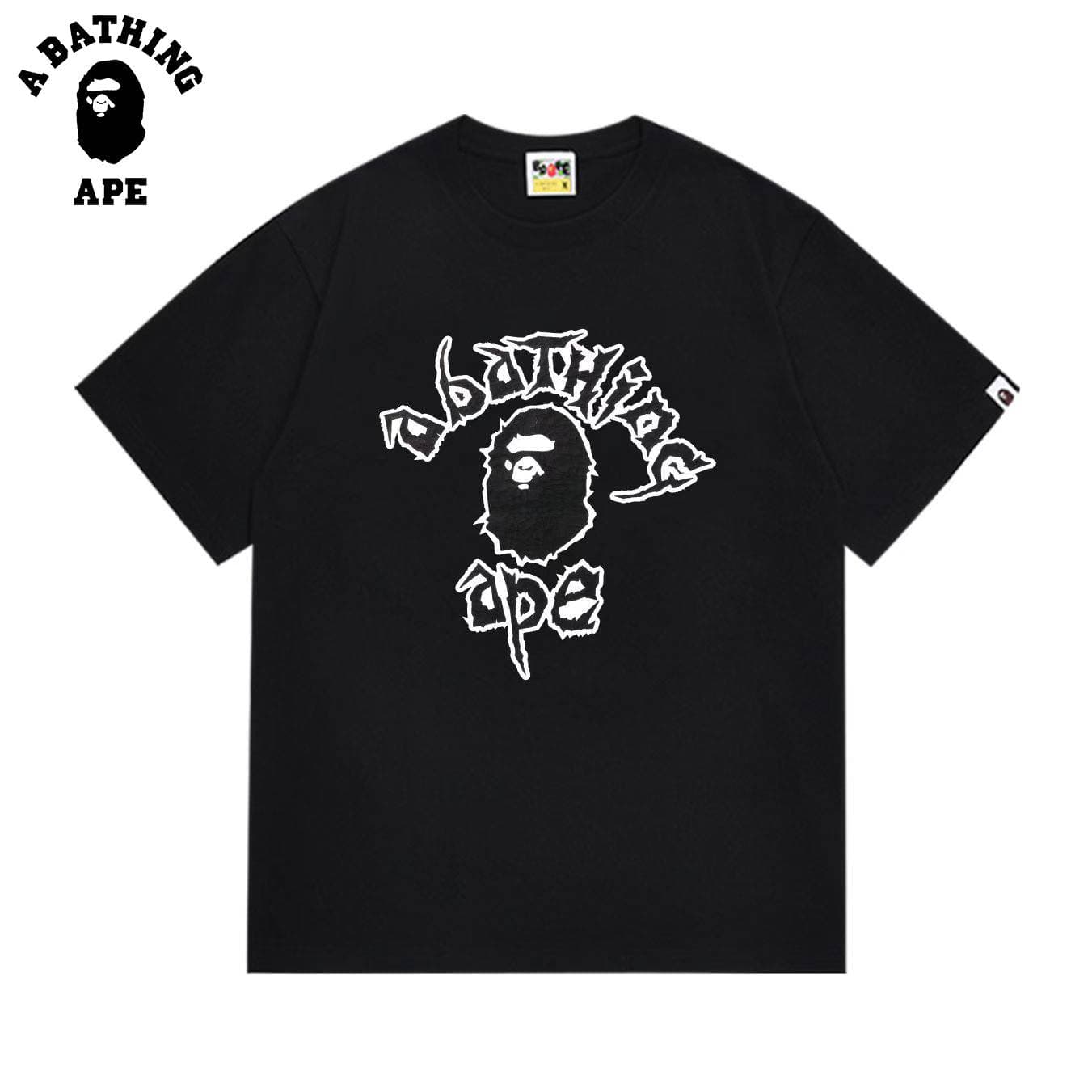 A BATHING APE BAPE-Return To Ancient Ape Man Letter Printed Round Neck Short Sleeved T-shirt Made Of Pure Cotton Fabric