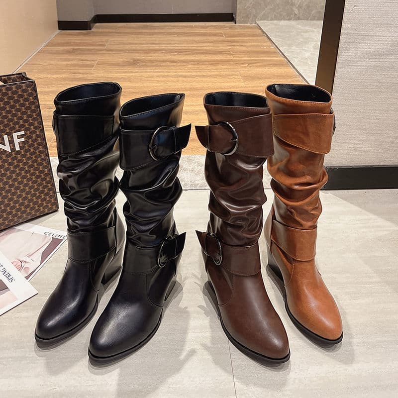 New Fall/winter Fashion Retro Chunky Heel High Knight Boots