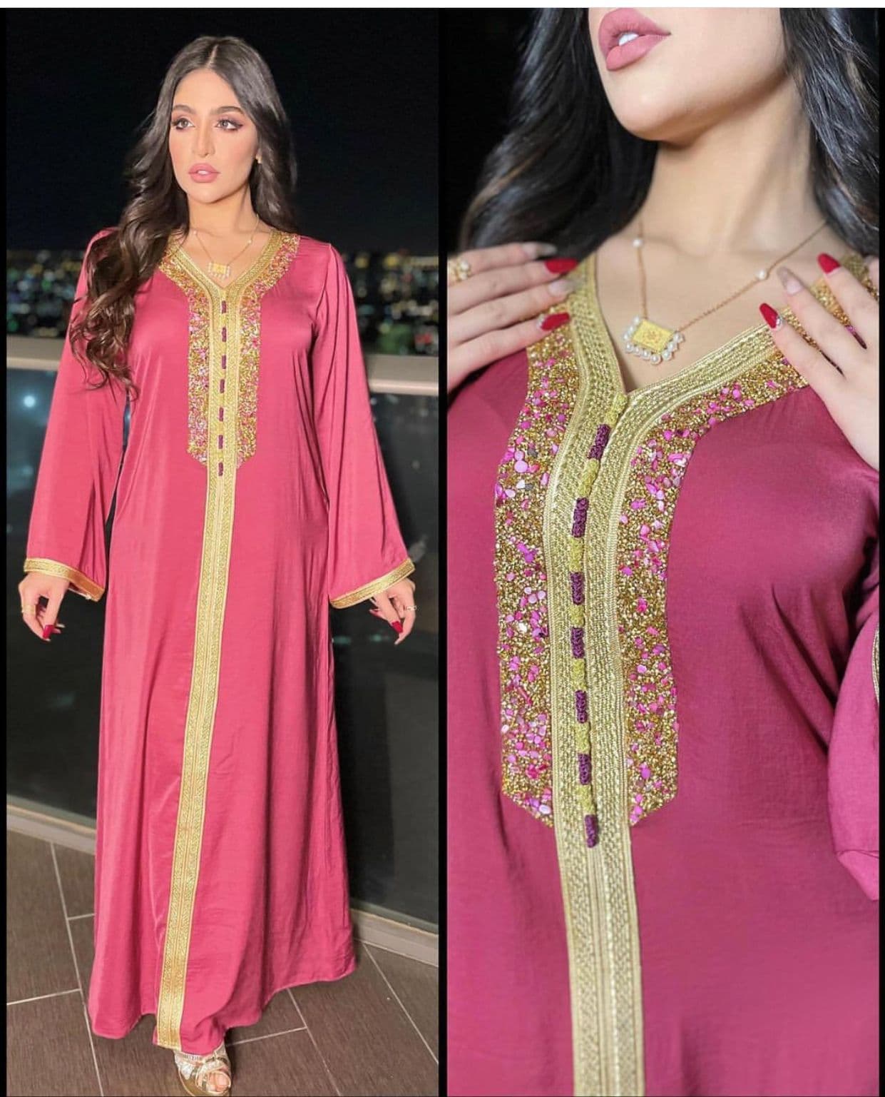 Women's Clothing New V Neck Robe Muslim Big Swing Long Skirt With Vest Two Piece Set