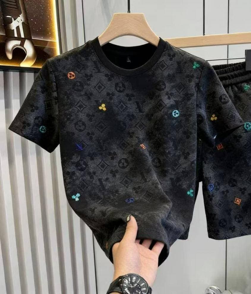 Ensemble de sport jacquard indispensable pour l'été - T-shirt à manches courtes et short, tenue deux pièces pour un confort décontracté