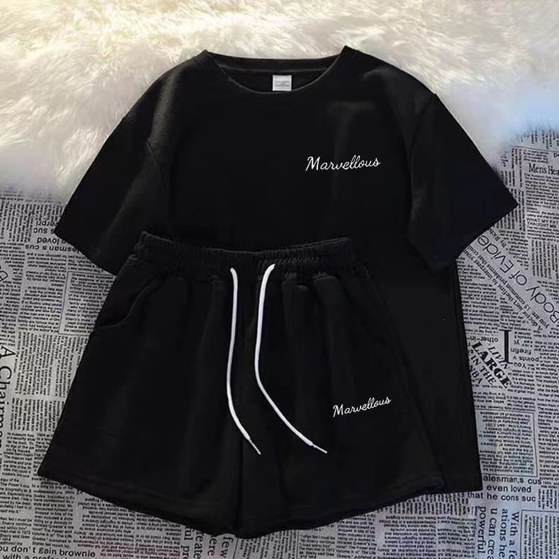 ​​Women's Casual Running Outfit Set Summer Loose Fit Breathable Short Sleeve T-Shirt & Shorts Two-Piece Athletic Wear​​
