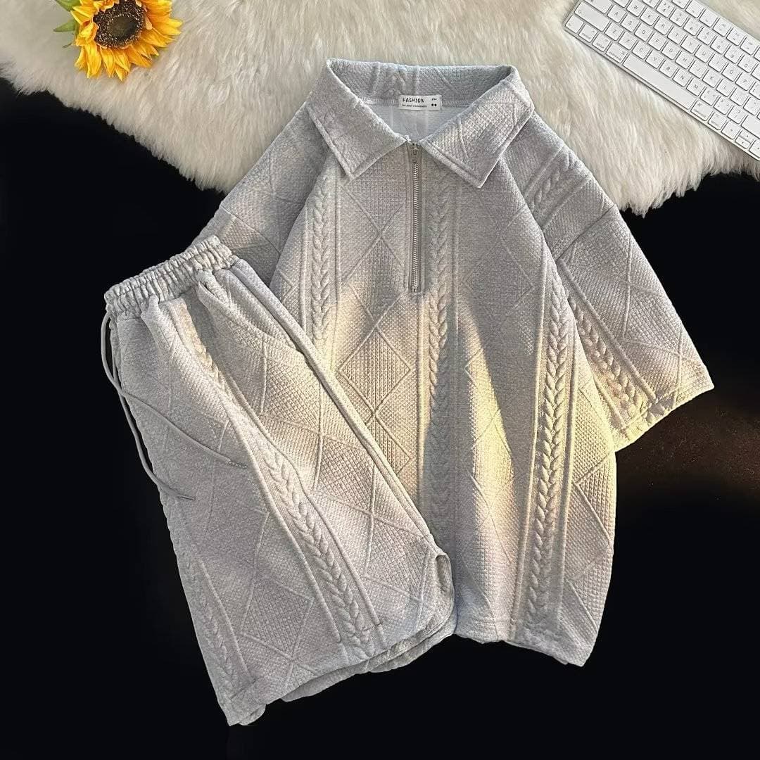 Men's Clothing New 25 Summer Simple Texture Fabric Sports Suit