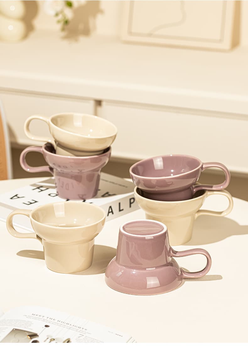 Mugs with high aesthetic value, niche ceramic cups, ins style household couple water cups, creative coffee cups, women's breakfast cups
