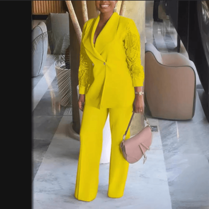 Women's Clothing temperament commuting large size two piece casual suit women's spring and autumn jacket casual trousers