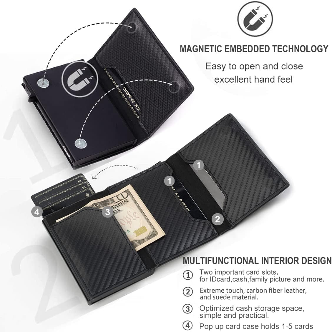 RFID Automatic Pop-up Card Holder Ultra-thin Credit Card Wallet Money Clip Multi-Slots Wallet For Men