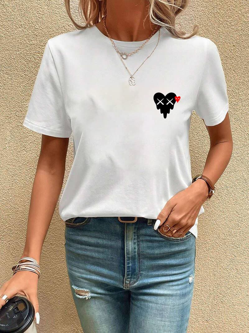2025 Summer Fashion T-Shirt Trendy Loose Fit Casual Short Sleeve Printed Top
