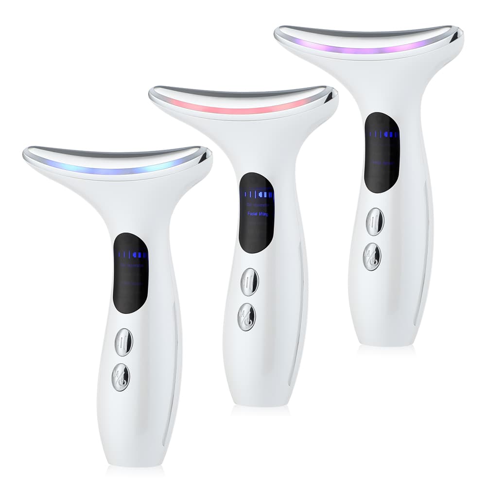 2024 Neck Face Beauty Device 3 Colors Led Photon Therapy Rotate Reducer Double Chin Anti Wrinkle Removing Skin Care