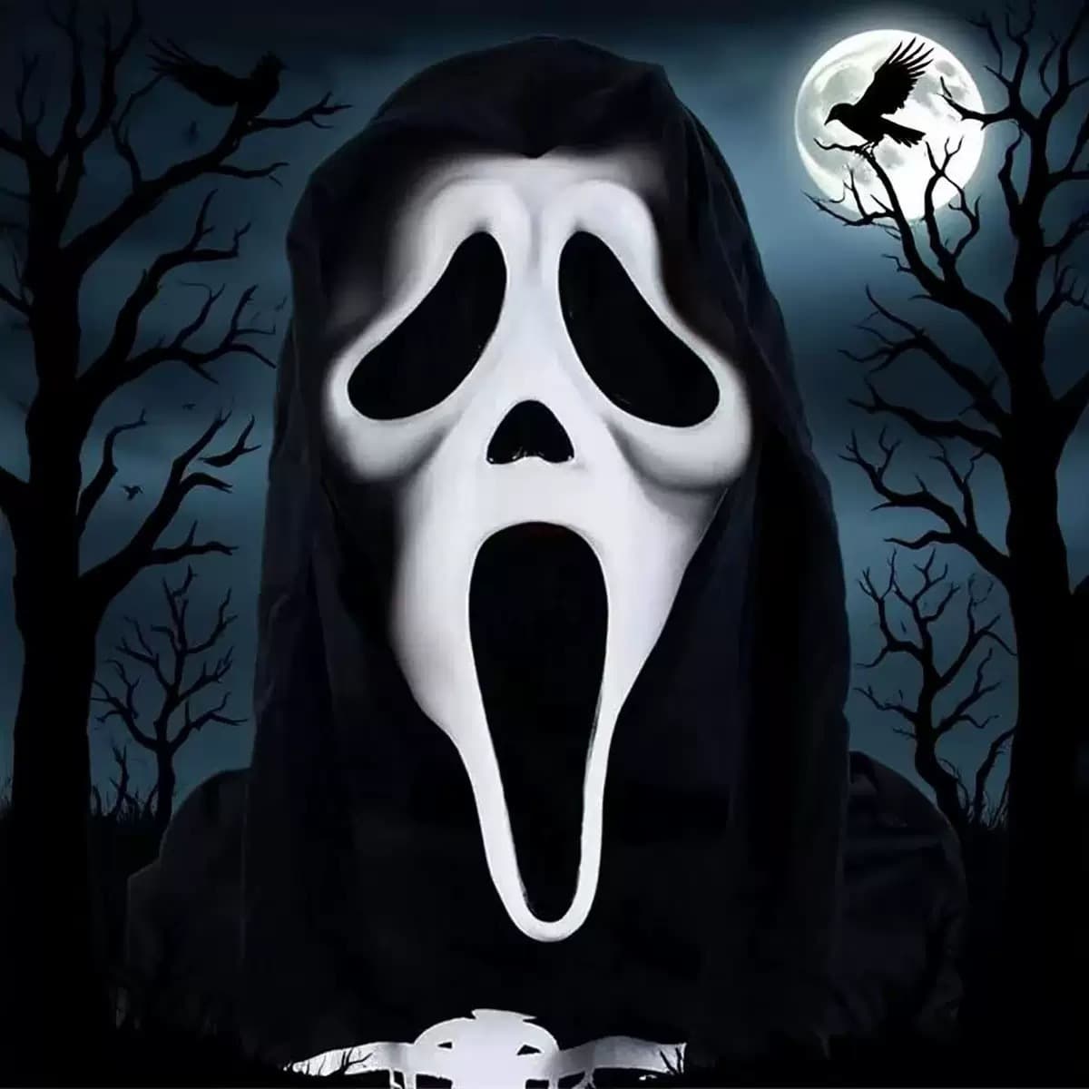 Halloween Screaming Ghost Face Mask - Latex Scary Costume Headgear For Adult Party Horror Movie Cosplay Props