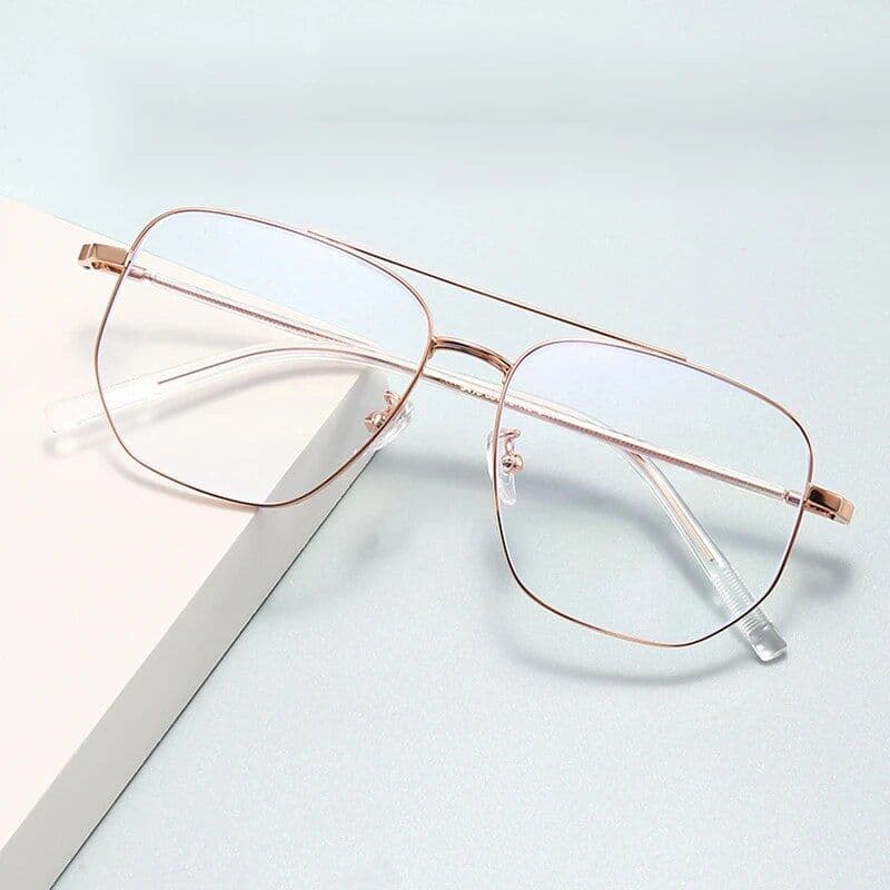 Lunettes anti-bleues unies à monture en acier inoxydable pour hommes, nouvelle mode, Europe et États-Unis, double faisceau plat léger avec