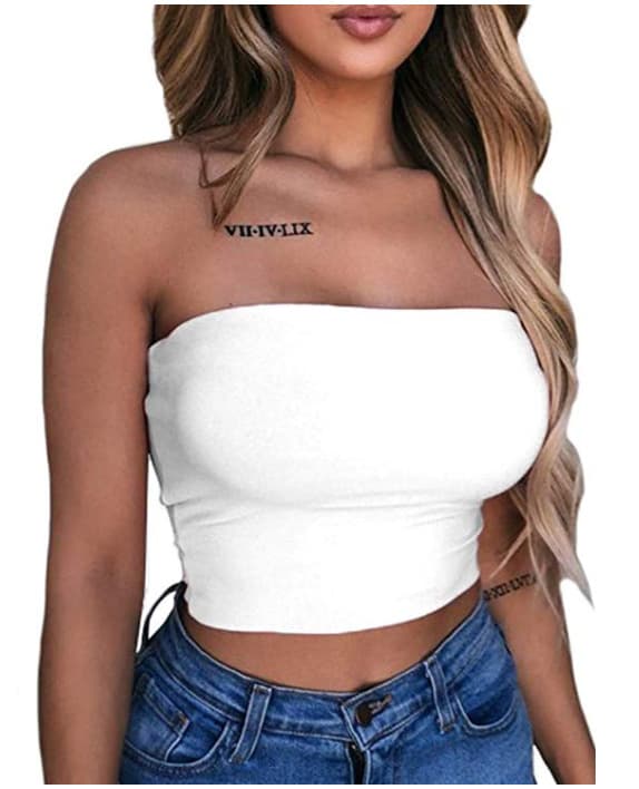 Xomen Women's Wrap Chest Solid Color Tube Top off Shoulder European American Style Short Tight Tights Clothing