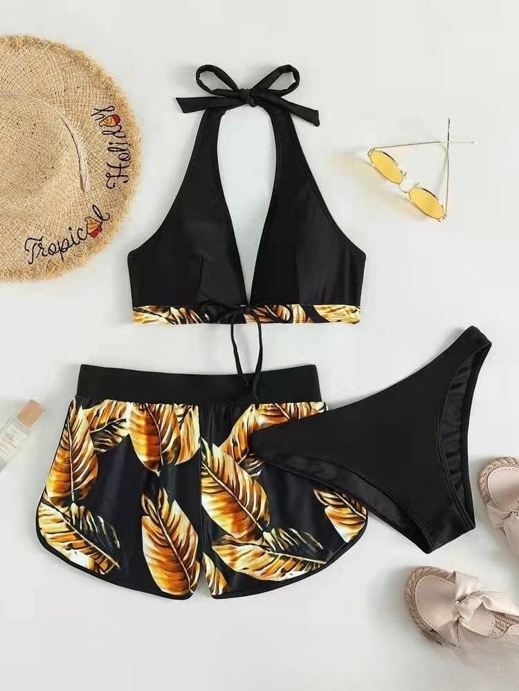 Women’s Clothing new women's fashion multi color printing high end sexy bikini BIKINI three piece swimsuit
