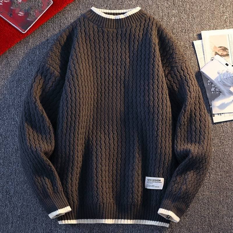 Men's Clothing Men's Autumn And Winter Plus Velvet Round Neck Sweater Casual Versatile Sweater Simple Handsome Pullover Sweater