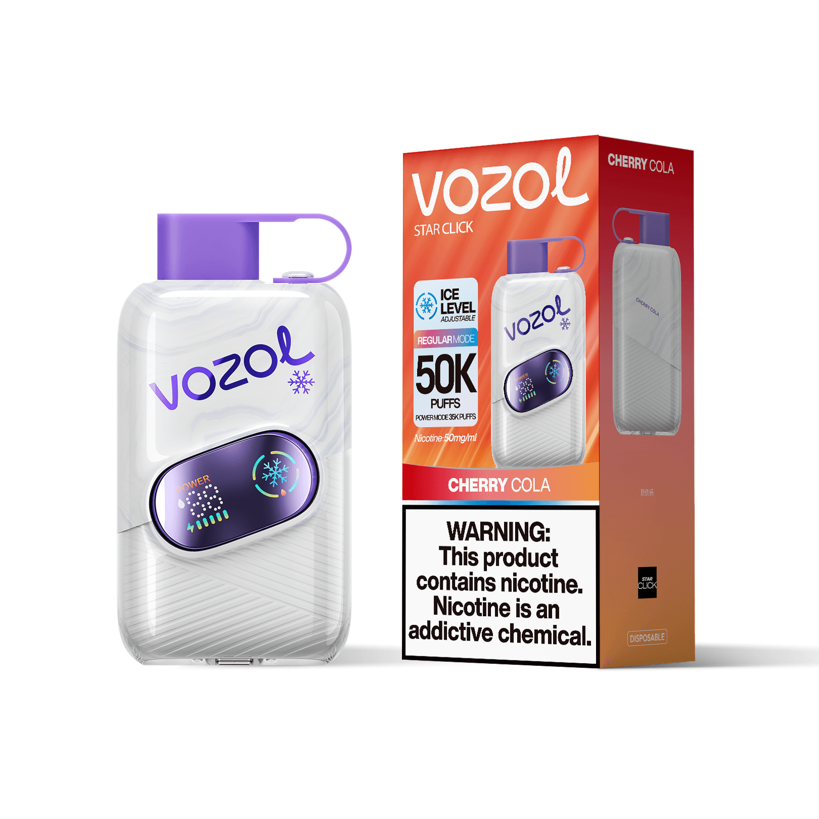 Entrepôt UE 1 PCS Vozol Star Click 50000 Bouffées 50k Vape Jetable avec Écran Bildschirm Vape Boisson Énergisante Longue Durée