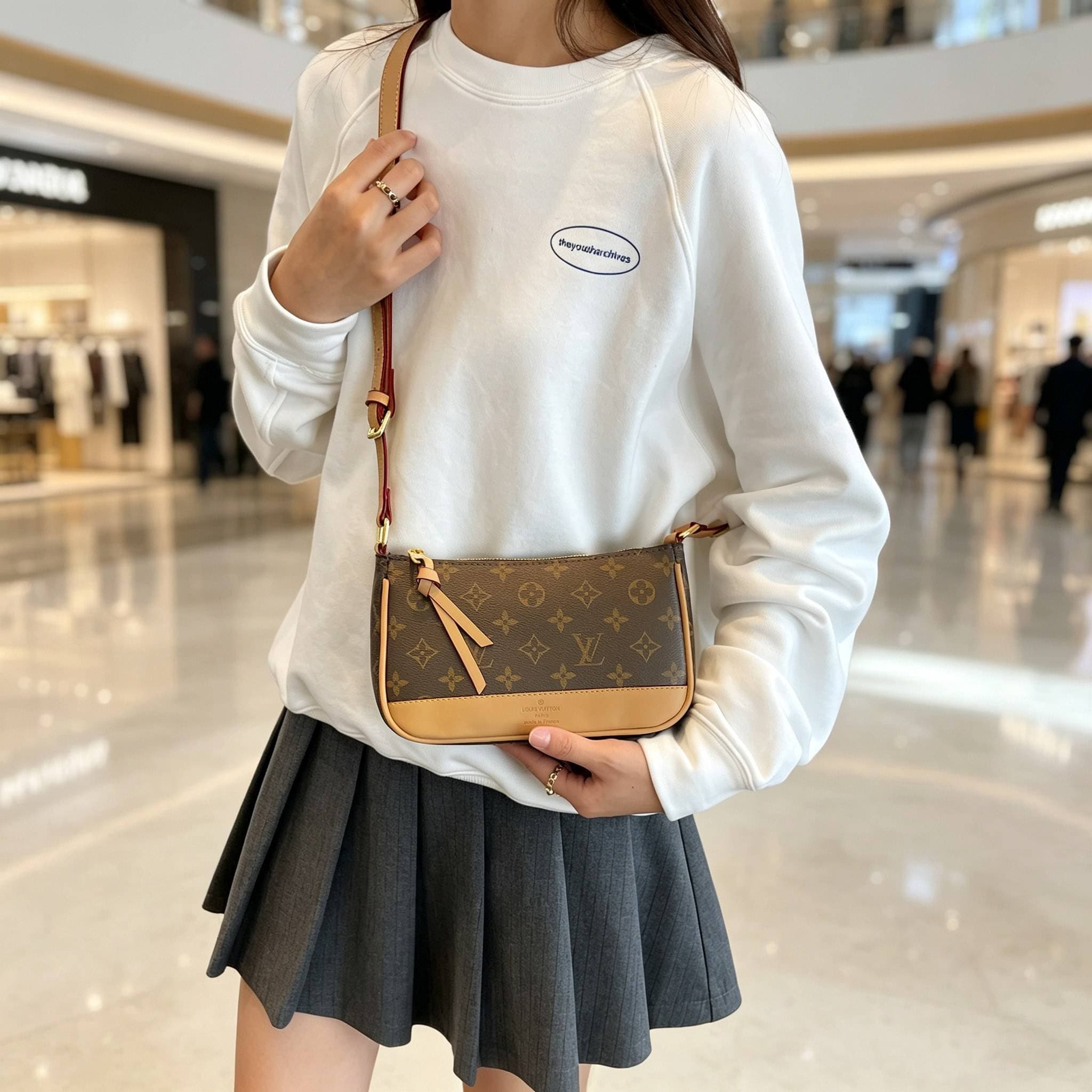 Sac à main Louis Vuitton avec poignée supérieure orné du monogramme, finitions dorées, fermeture zippée et extérieur lisse pour un usage quoti