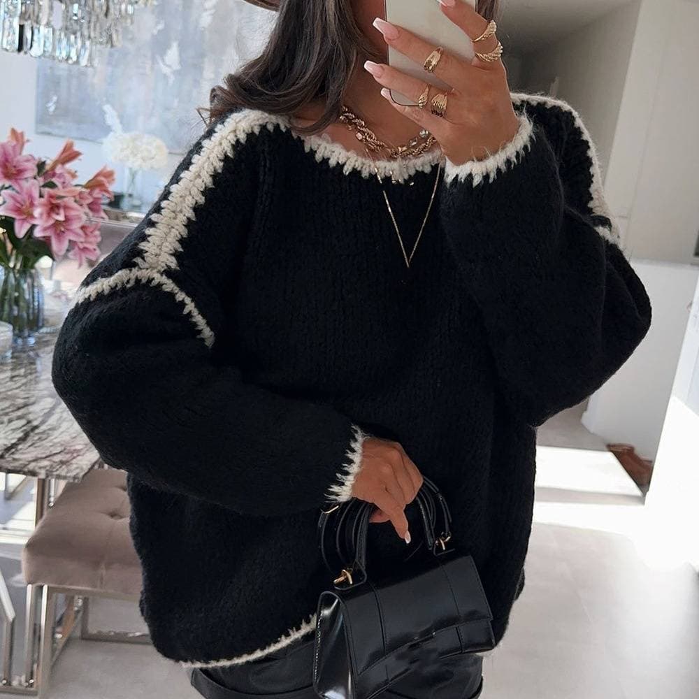 Women's Clothing Pullover Long Sleeved Casual Knitted Sweater