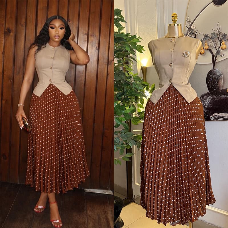 ​​2026 Sleeveless Vest & Pleated Skirt Set - Elegant Two-Piece Summer Ensemble​​