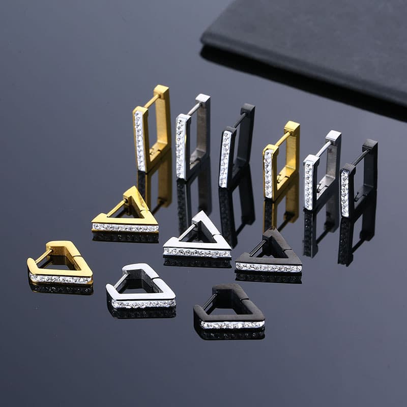 Minimalist Ear Buckle for Women Titanium steel with Diamonds Hoop Earrings Piercing Jewelry Gift