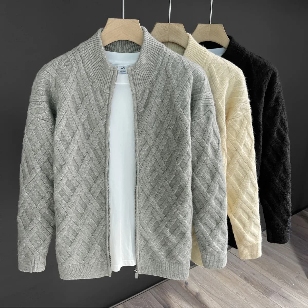 Men's Clothing Men's Solid Knit Cardigan - Classic Long-sleeve Sweater