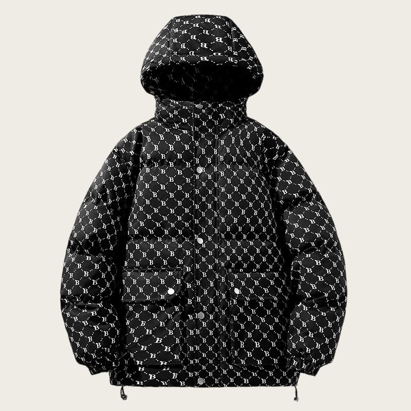 ​Men's Thickened Cotton Hooded Jacket - Loose Fit Streetwear Style Winter Coat With Zip Front & Side Pockets​