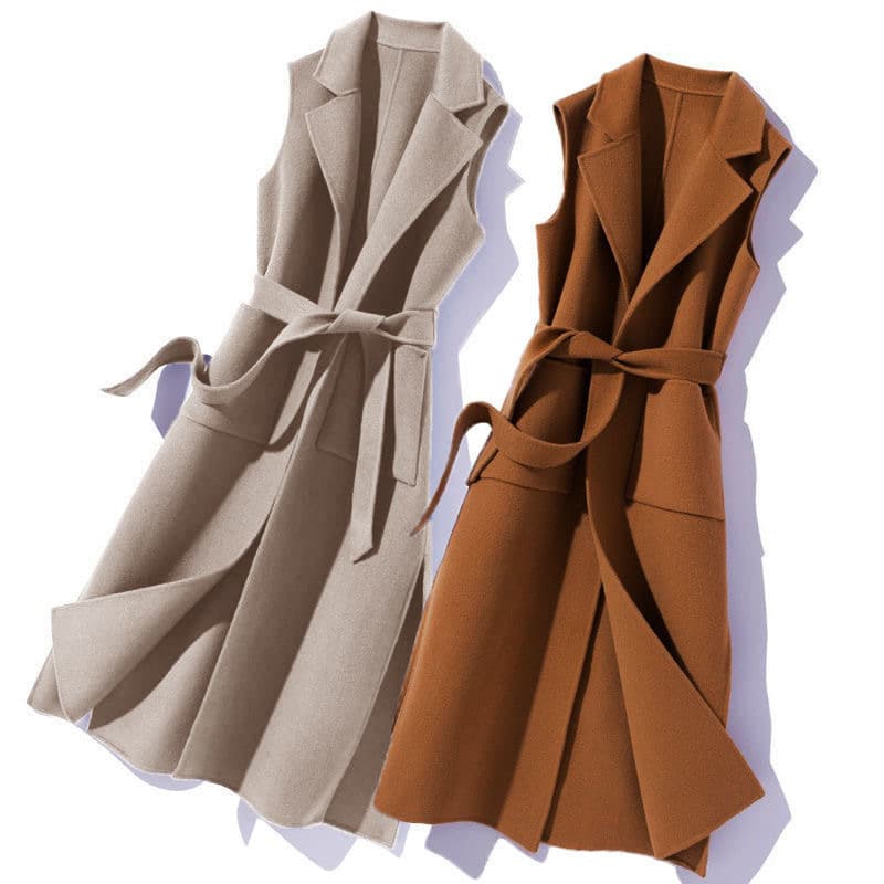 Women's Clothing Spring And Autumn New Style Woolen Vest Mid Length Vest Waistcoat Autumn And Winter Small Loose Coat For Women