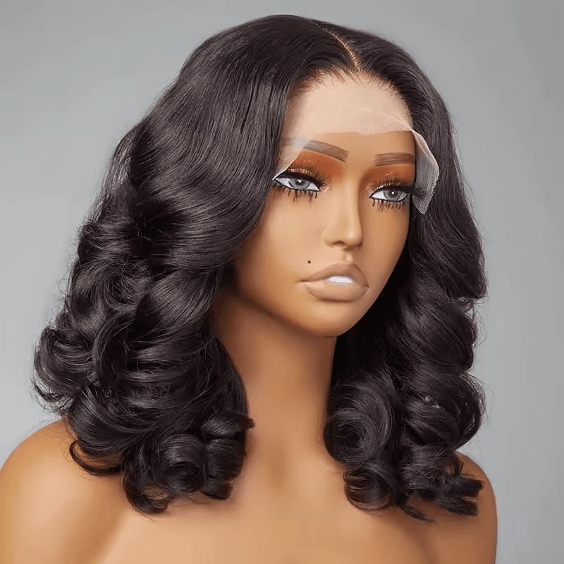 Bouncy Loose Wave Lace Front Human Hair Wigs 210% Density Brazilian Virgin Hair Glueless Lace Frontal Wigs Pre Plucked For Woman