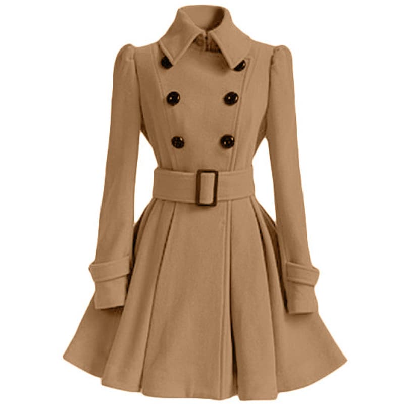 Women's slim long woolen coat belt woolen coat women