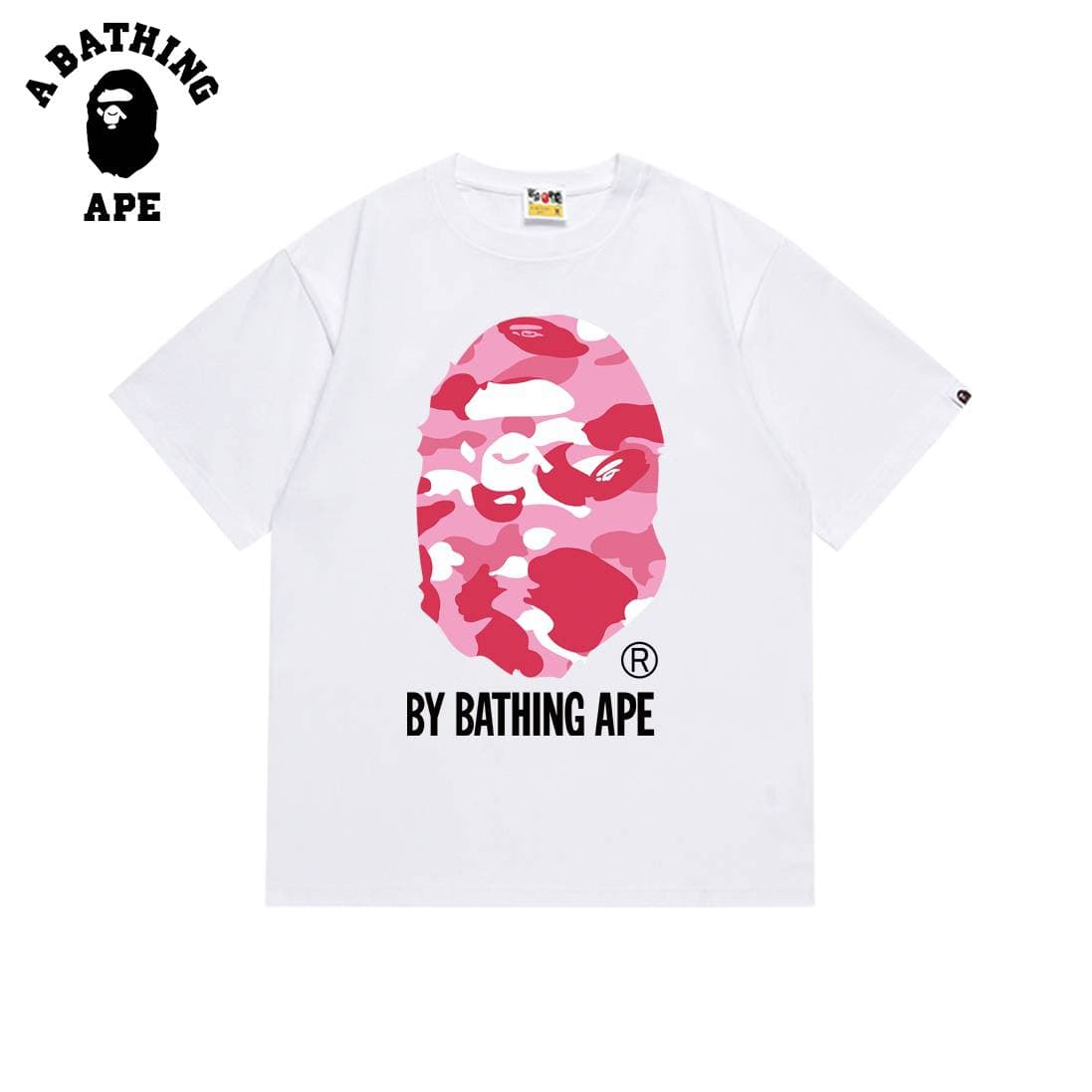 T-shirt à manches courtes imprimé tête de singe multicolore A BATHING APE BAPE en pur coton