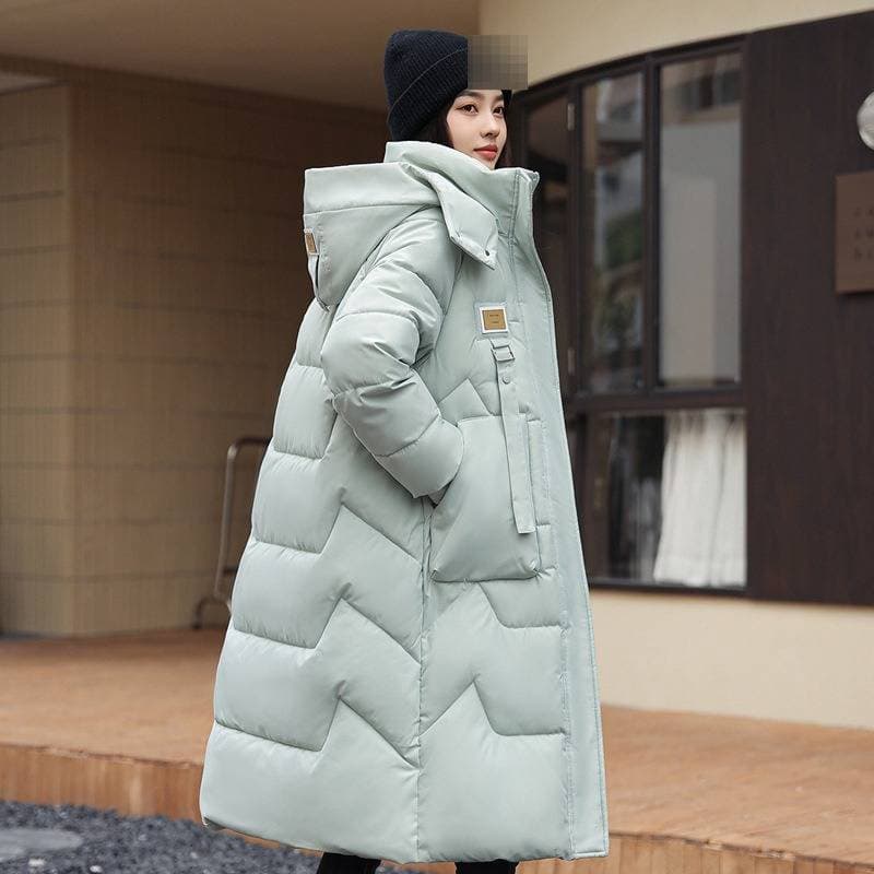 Manteau d'hiver oversize pour femme, mi-long, à capuche et poches latérales