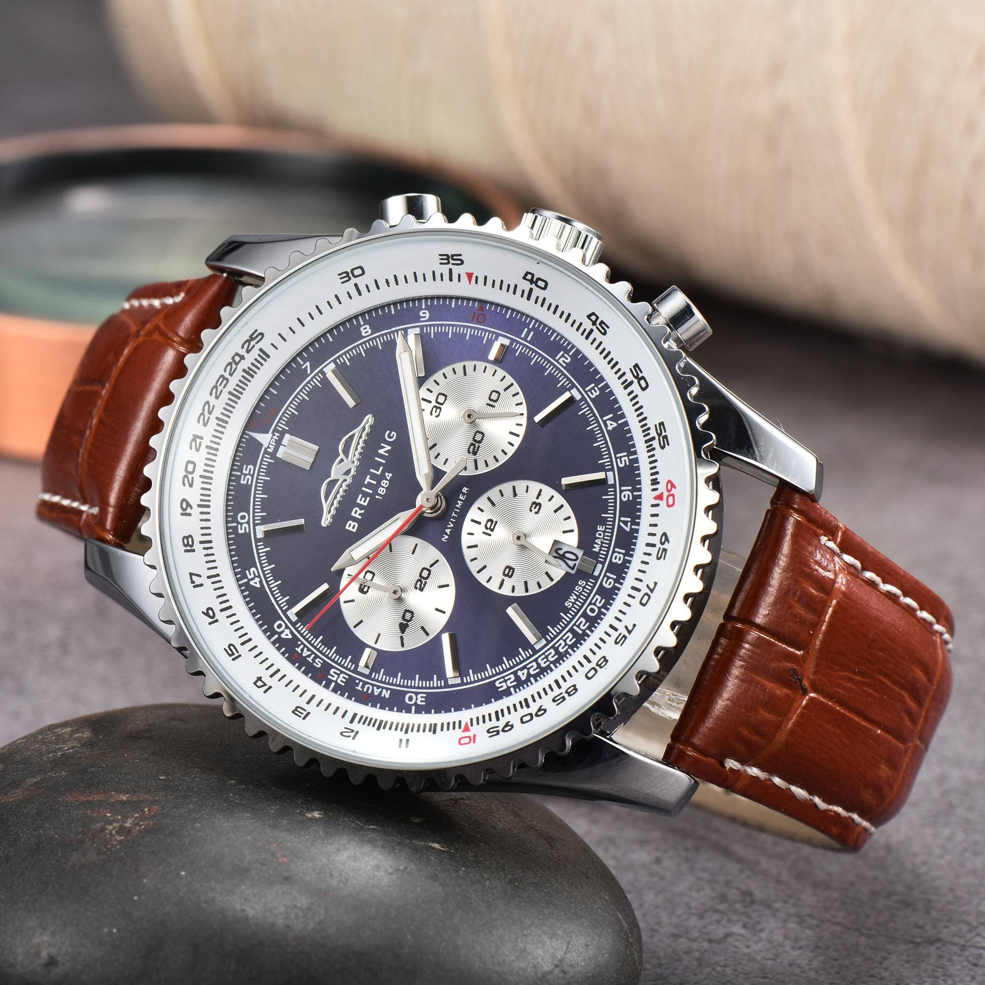 Chronographe d'aviation montre mécanique hommes cadran panda généreux mode modèles d'affaires classiques