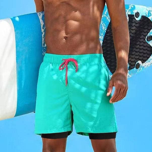 Men's Clothing Quick Drying Beach Trunks Hot Spring Swimming Trunks Water Park Men's Swimsuit Suit Solid Color Shorts