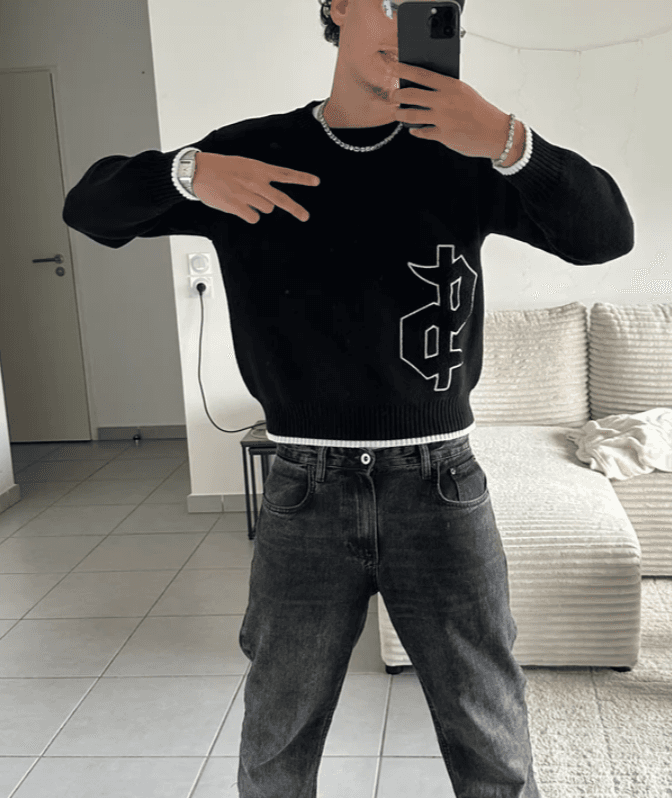 Jean brodé Y2K style éponge – Pantalon en denim streetwear vintage avec coutures usées et taille haute (S-XXL, bleu/gris/noir)