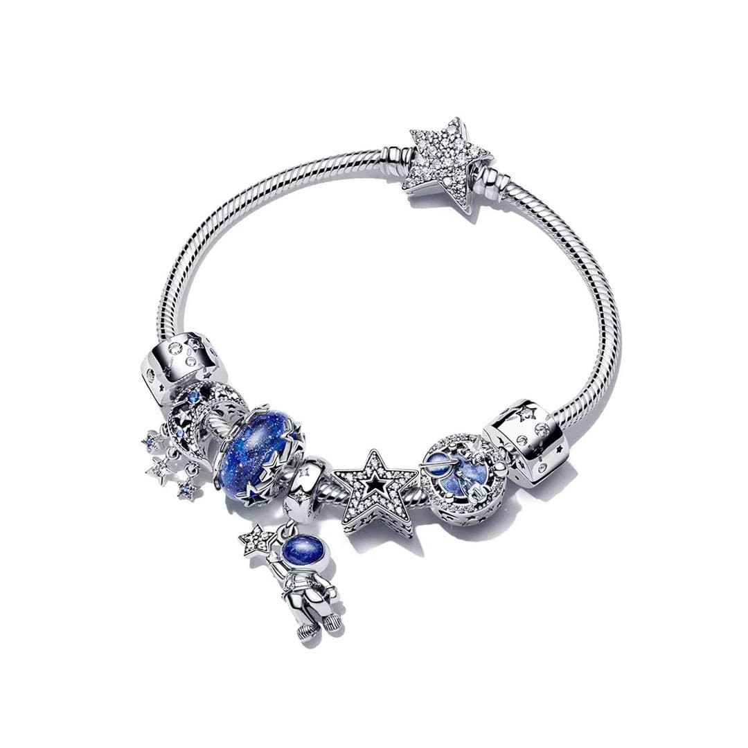 Panjiadora White Copper Plated Thick Silver Hot Selling Starry Fairy Tale Sparkling River Star 2026 New Model Picking Journey Bracelet